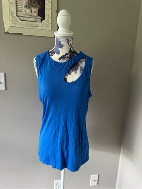 Storm Blue Sleeveless Tank with Shoulder Cutout